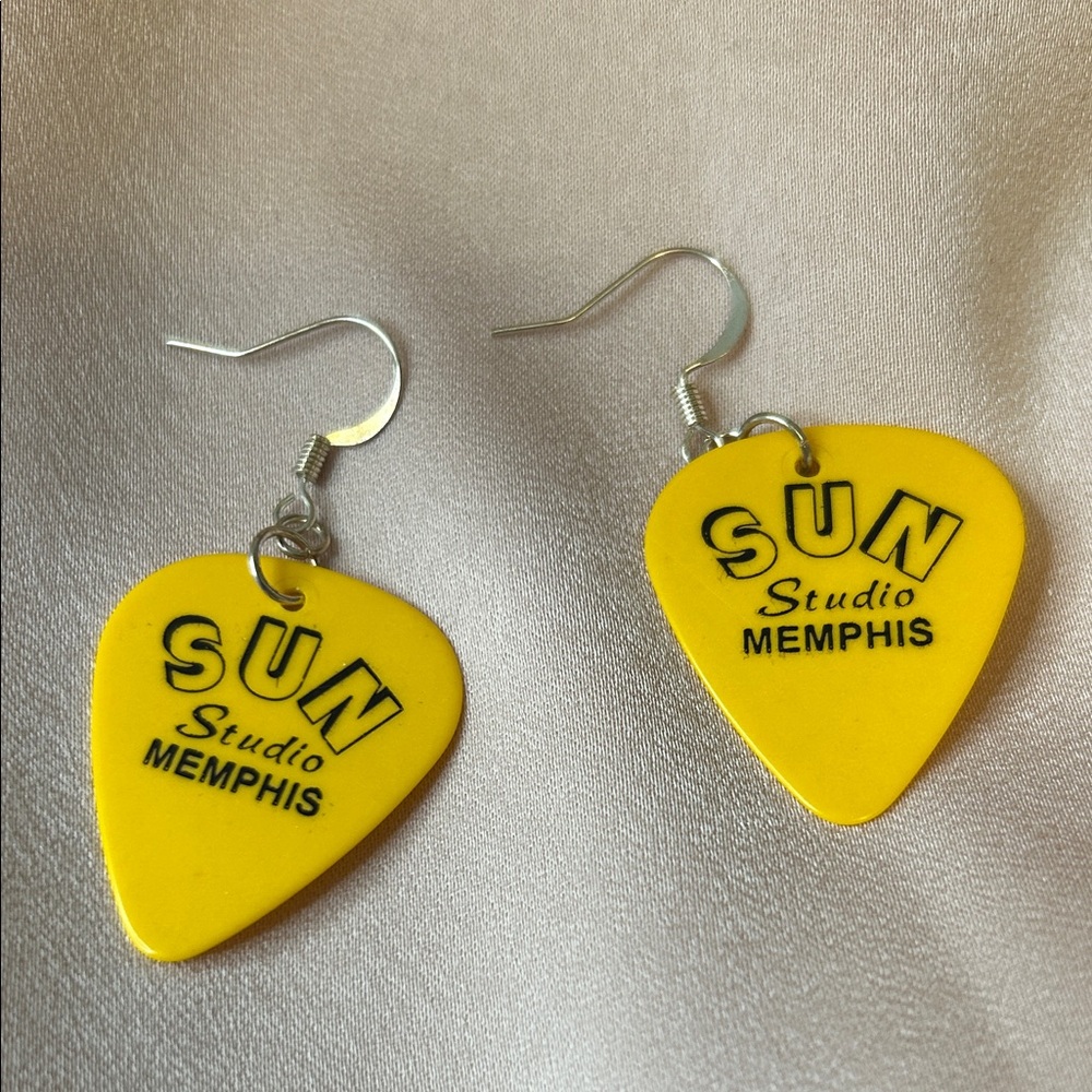 Memphis Yellow Guitar Pick Earrings